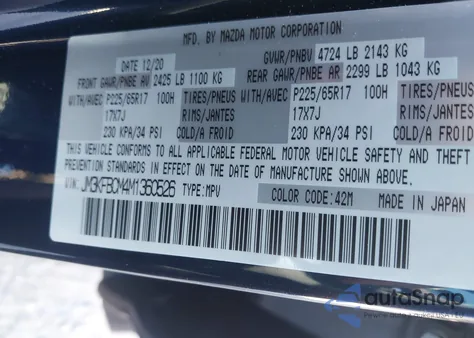 2021 Mazda Cx-5 Touring from USA, damaged, VIN JM3KFBCM4M1360526